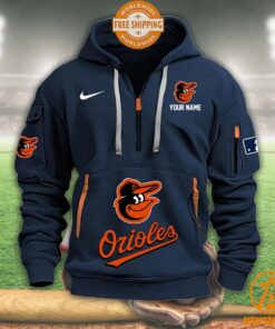 Baltimore Orioles CUSTOM Half Zip Heavy Hoodie