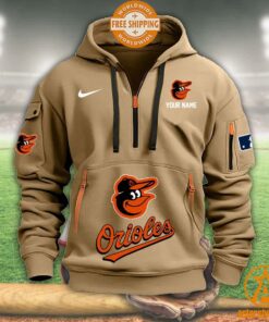 Baltimore Orioles CUSTOM Half Zip Heavy Hoodie