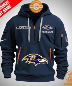 Baltimore Ravens personalized Half Zip Heavy Hoodie