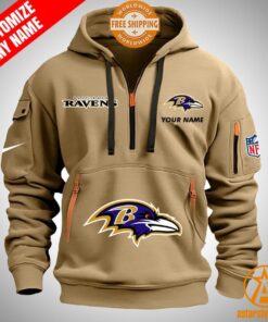 Baltimore Ravens personalized Half Zip Heavy Hoodie