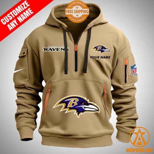 Baltimore Ravens personalized Half Zip Heavy Hoodie