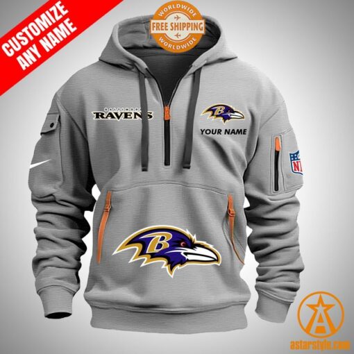 Baltimore Ravens personalized Half Zip Heavy Hoodie