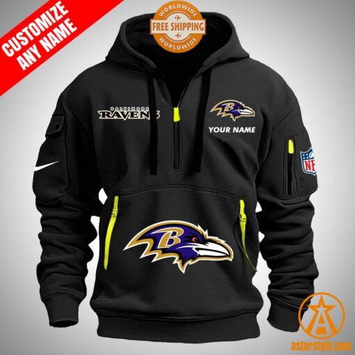 Baltimore Ravens personalized Half Zip Heavy Hoodie