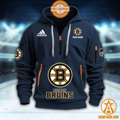 Boston Bruins NHL Half Zip Heavy Hoodie