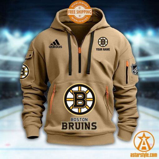 Boston Bruins NHL Half Zip Heavy Hoodie