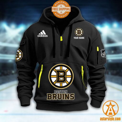 Boston Bruins NHL Half Zip Heavy Hoodie