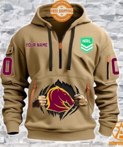 Brisbane Broncos CUSTOM Half Zip Heavy Hoodie