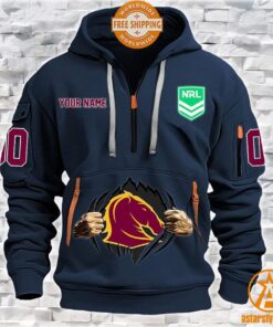 Brisbane Broncos CUSTOM Half Zip Heavy Hoodie