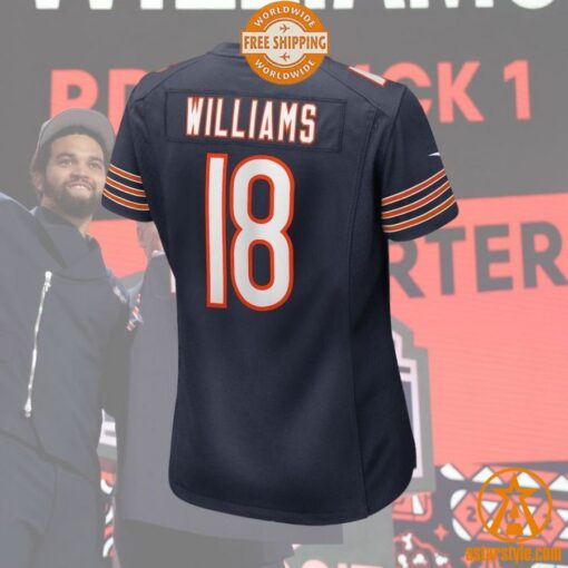 Caleb Williams Chicago Bears Women’s 2024 NFL Draft First Round Pick Player Navy Jersey