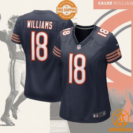 Caleb Williams Chicago Bears Women’s 2024 NFL Draft First Round Pick Player Navy Jersey