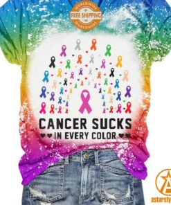 Cancer Sucks In Every Color V Neck T Shirt