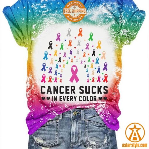 Cancer Sucks In Every Color V Neck T Shirt