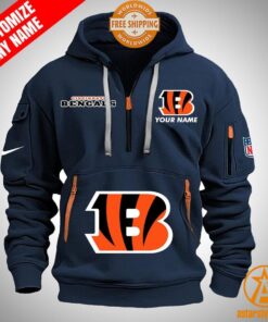 Cincinnati Bengals personalized Half Zip Heavy Hoodie