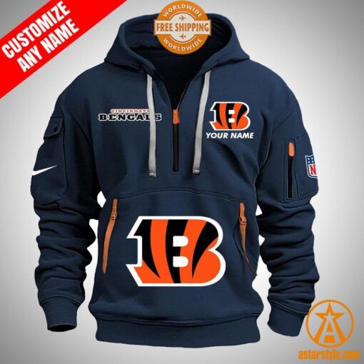 Cincinnati Bengals personalized Half Zip Heavy Hoodie