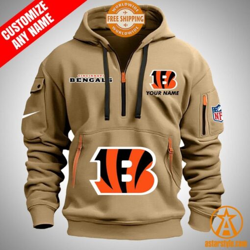 Cincinnati Bengals personalized Half Zip Heavy Hoodie