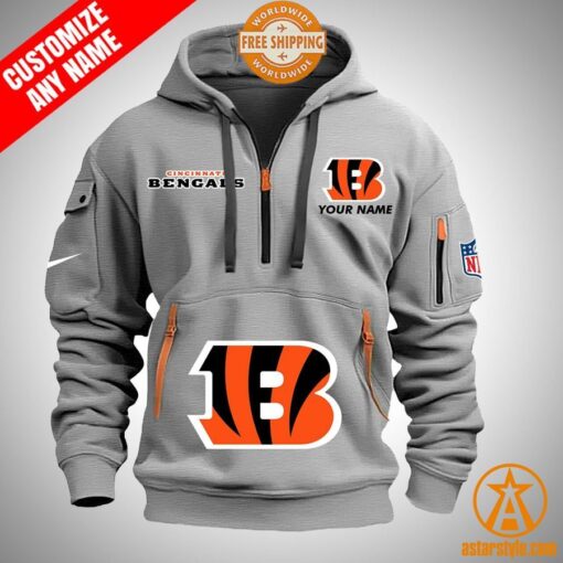 Cincinnati Bengals personalized Half Zip Heavy Hoodie