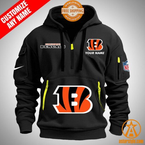 Cincinnati Bengals personalized Half Zip Heavy Hoodie