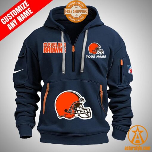 Cleveland Browns personalized Half Zip Heavy Hoodie