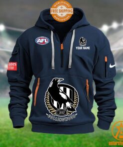 Collingwood Magpies AFL Half Zip Heavy Hoodie