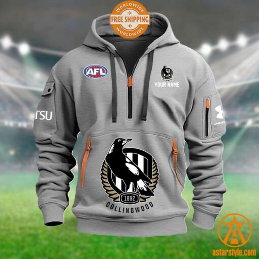 Collingwood Magpies AFL Half Zip Heavy Hoodie