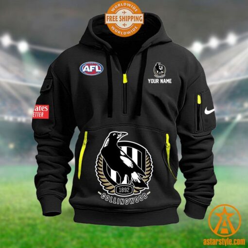 Collingwood Magpies AFL Half Zip Heavy Hoodie