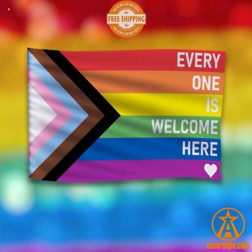 Everyone is Welcome Here LGBT Flag