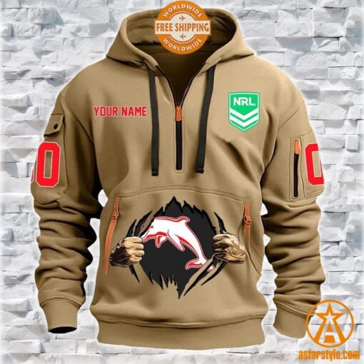 Dolphins NRL CUSTOM Half Zip Heavy Hoodie