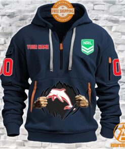 Dolphins NRL CUSTOM Half Zip Heavy Hoodie