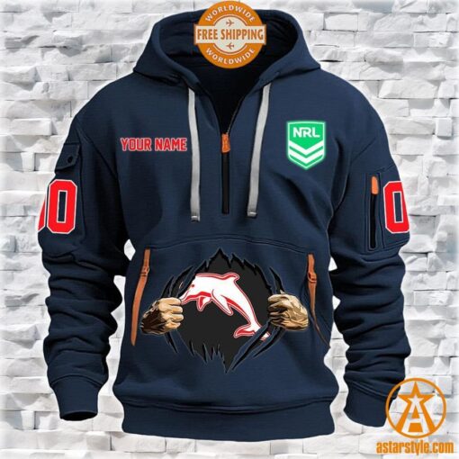 Dolphins NRL CUSTOM Half Zip Heavy Hoodie