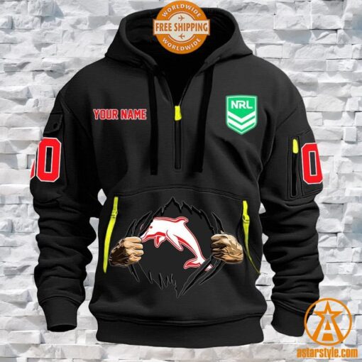 Dolphins NRL CUSTOM Half Zip Heavy Hoodie