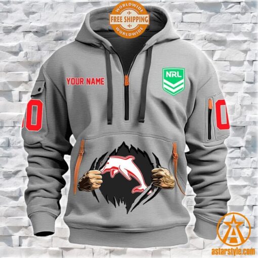 Dolphins NRL CUSTOM Half Zip Heavy Hoodie