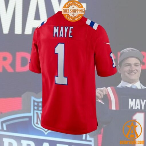 Drake Maye New England Patriots 2024 NFL Draft First Round Pick Player Red Jersey