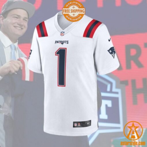 Drake Maye New England Patriots 2024 NFL Draft First Round Pick Player White Jersey