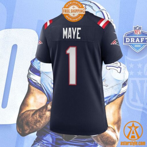 Drake Maye New England Patriots Women’s 2024 NFL Draft First Round Pick Player Navy Jersey