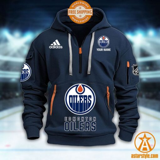 Edmonton Oilers NHL Half Zip Heavy Hoodie