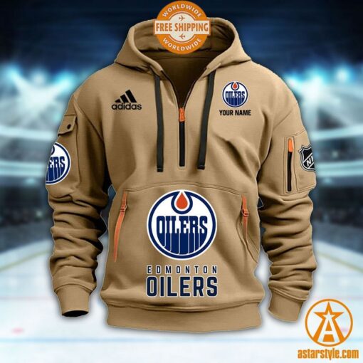 Edmonton Oilers NHL Half Zip Heavy Hoodie