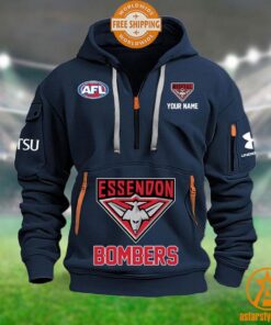 Essendon Bombers AFL Half Zip Heavy Hoodie