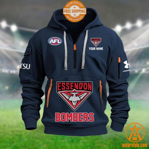 Essendon Bombers AFL Half Zip Heavy Hoodie