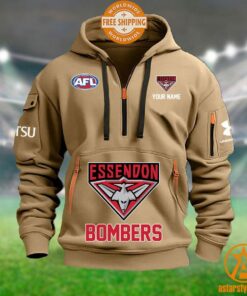 Essendon Bombers AFL Half Zip Heavy Hoodie