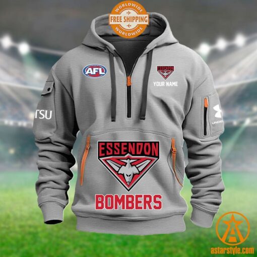 Essendon Bombers AFL Half Zip Heavy Hoodie