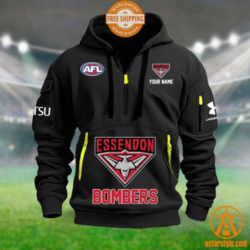 Essendon Bombers AFL Half Zip Heavy Hoodie