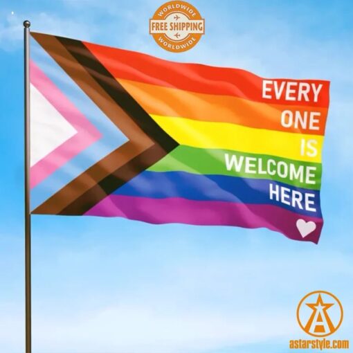 Everyone is Welcome Here LGBT Flag