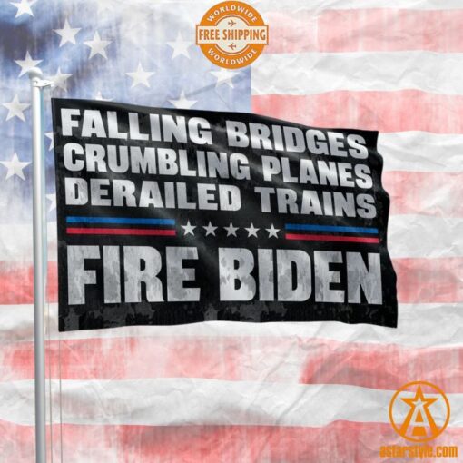 Falling Bridges Crumbling Planes Derailed Trains Fire Biden Flag