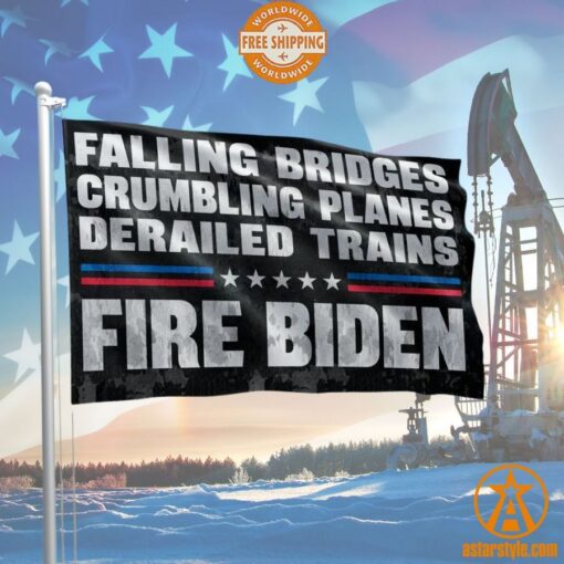 Falling Bridges Crumbling Planes Derailed Trains Fire Biden Flag