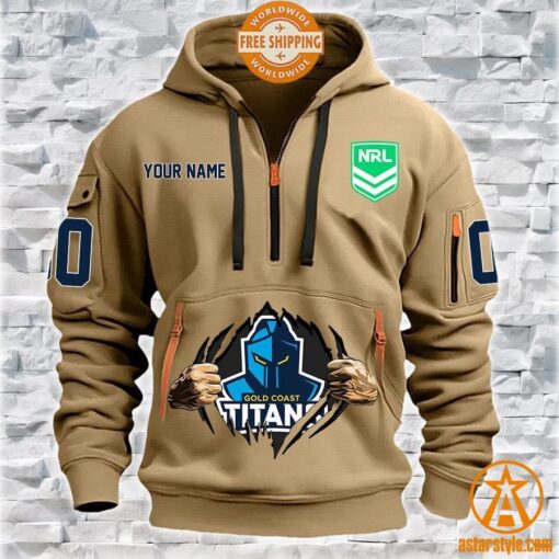 Gold Coast Titans CUSTOM Half Zip Heavy Hoodie