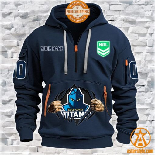 Gold Coast Titans CUSTOM Half Zip Heavy Hoodie