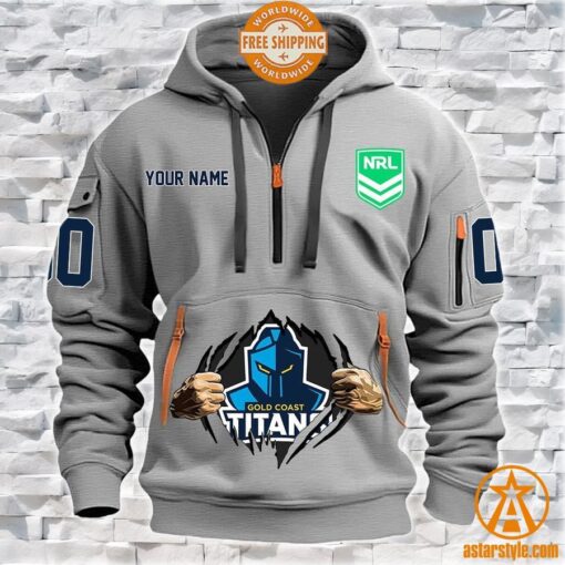 Gold Coast Titans CUSTOM Half Zip Heavy Hoodie