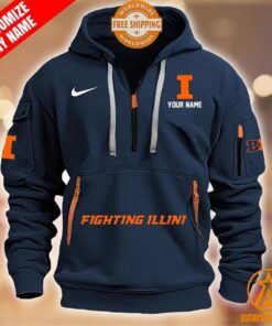 Illinois Fighting Illini CUSTOM Half Zip Heavy Hoodie