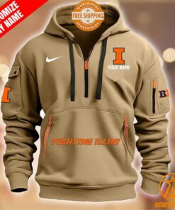 Illinois Fighting Illini CUSTOM Half Zip Heavy Hoodie