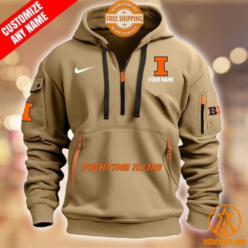 Illinois Fighting Illini CUSTOM Half Zip Heavy Hoodie